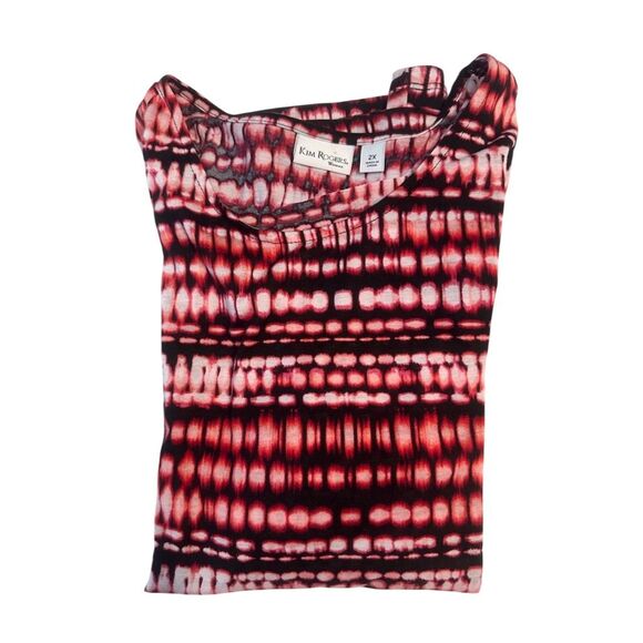 Kim Rogers Women's 2XL Multicolor Geometric Lace Blouse 3/4 Sleeve - Picture 4 of 7